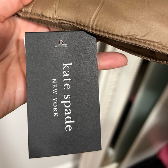 Kate Spade Camel Quilted Puffer Jacket NWT Large Lightweight Snap Front Coat - Picture 8 of 9